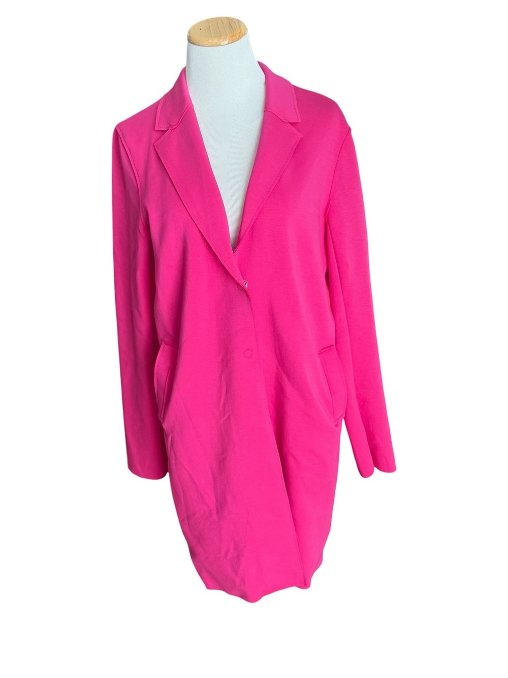 Carolina Belle Bright Pink Long Knit Blazer Jacket